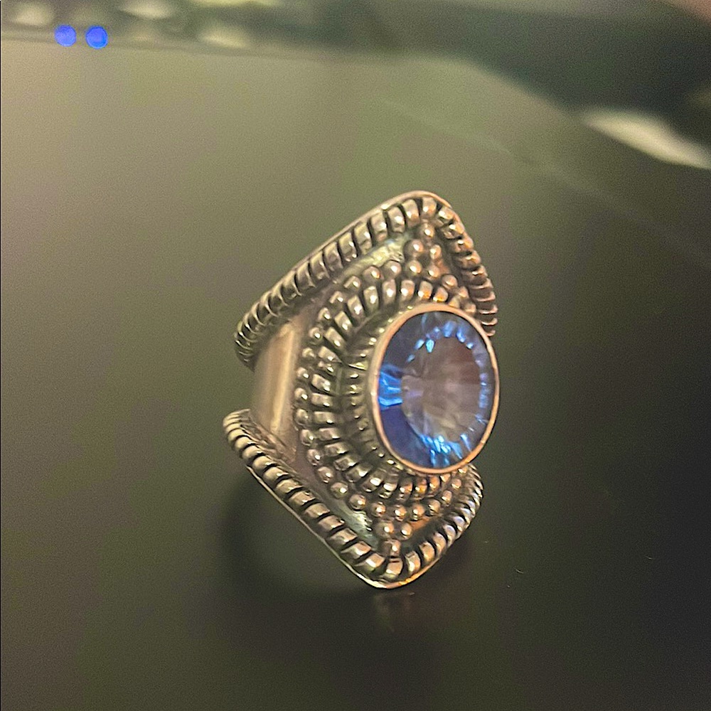 Sterling Silver (stamped 925) Blue Gemstone Ring